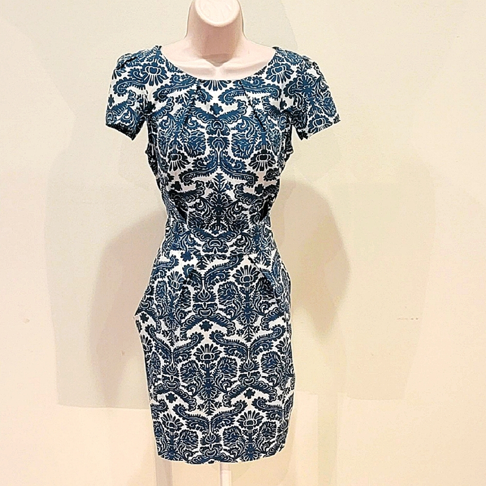 DaSap teal floral cap sleeve dress